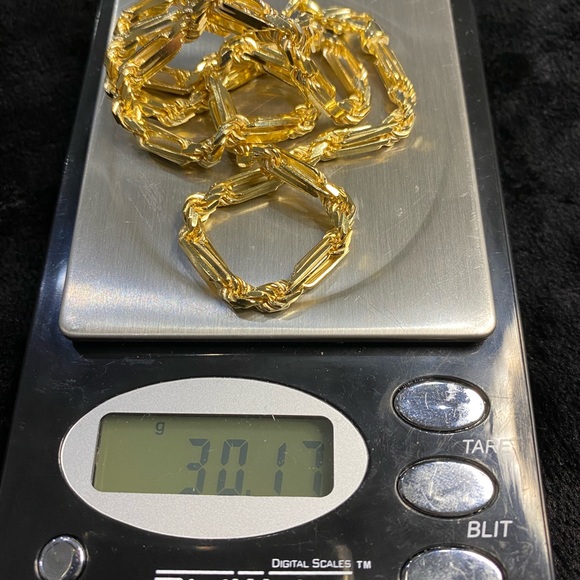 10k gold vermeil mens rope link chain gift for men stunning look 925 no fade HOT - Picture 4 of 5